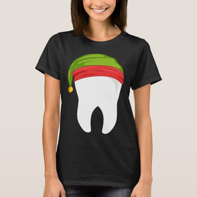 Camiseta Dentist Christmas  tooth Dental  with Elf hat (Anverso)