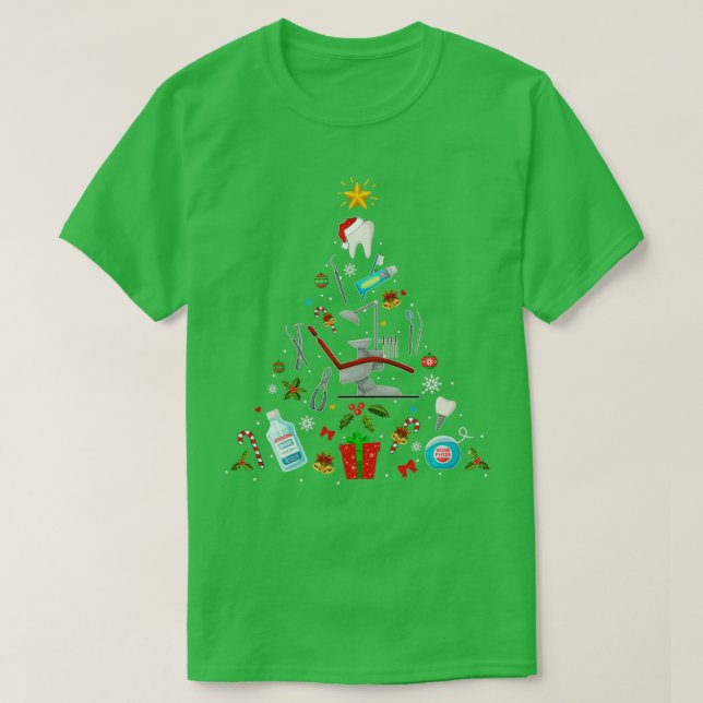 Camiseta Dentist Dental Christmas Ornament Tree Xmas Holida (Diseño del anverso)