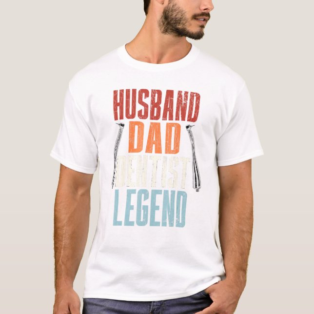 Camiseta Dentist Husband Dad Dentist Legend Graphic For Fat (Anverso)
