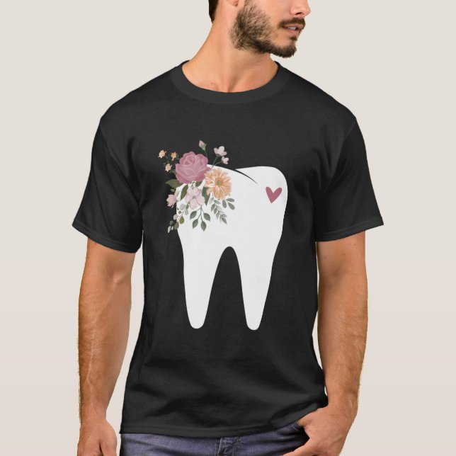 Camiseta Dentista Auxiliar Dental Oral Higiénico Flujo de D (Anverso)