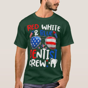 Camiseta Dentista azul blanco rojo: la tripulación de bande