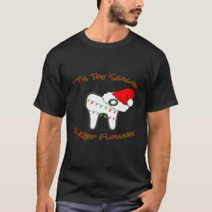 Camiseta Dentista de Navidad divertido hilo dental sombrero