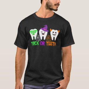 Camiseta Dentista Dental Dental Halloween Trick O Teeth