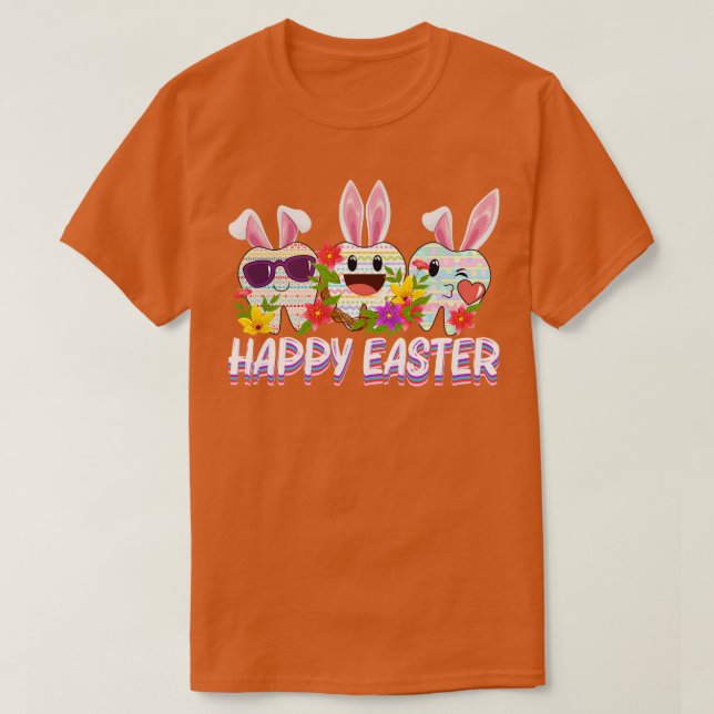 Camiseta Dentista Feliz Día de Pascua 0 Diente Conejo A (Diseño del anverso)
