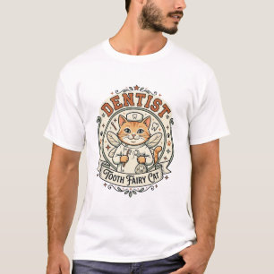 Camiseta Dentista Hada de los Dientes Gato Dentista Hada de