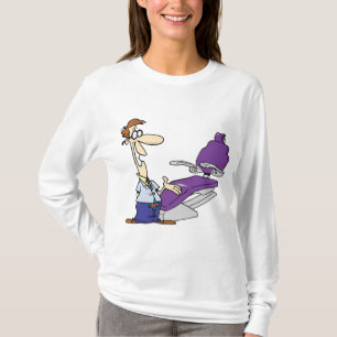 Camiseta Dentista hombre divertido y sillón dental púrpura