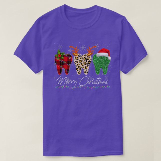Camiseta Dentistas Navidades Funny Leopard Plaid Tooth Dent (Diseño del anverso)