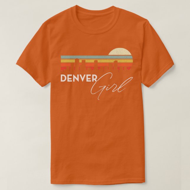 Camiseta Denver Chica Retro Sunset City Skyline Souvenir (Diseño del anverso)