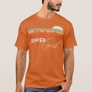 Camiseta Denver Chica Retro Sunset City Skyline Souvenir
