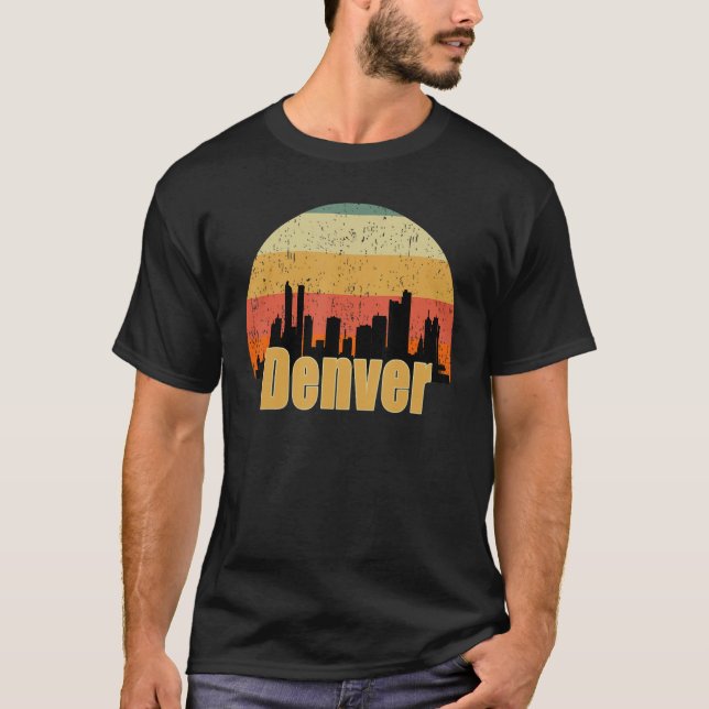 Camiseta Denver Co Skyline Silhouette Sunset I Love Denver (Anverso)