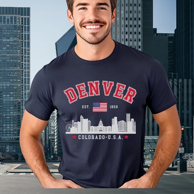 Camiseta Denver Colorado Modern Skyline City (Subido por el creador)