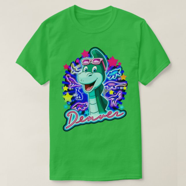 Camiseta Denver la última neón de dinosaurios (Diseño del anverso)