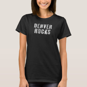 Camiseta Denver Rocks Denver Co Edgy Rough Stencil W Detai