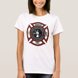Camiseta Departamento de Bomberos ADD NOMBRE Insignia de Bo