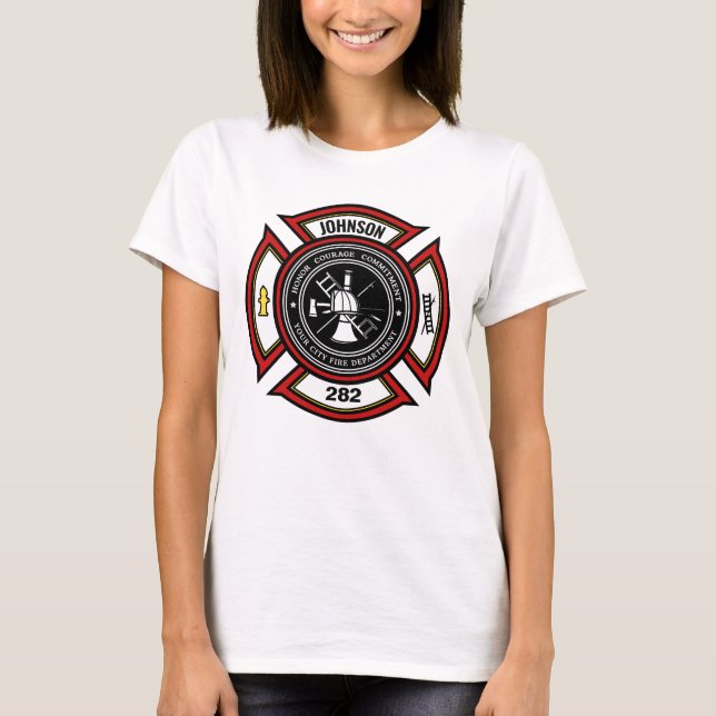 Camiseta Departamento de Bomberos AÑADIR NOMBRE Insignia pa (Anverso)