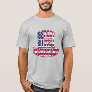 Camiseta DEPORTAR INMIGRANTES ILEGALES Azul blanco rojo