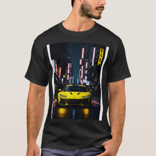 Camiseta Deporte amarillo oscuro en la ciudad neón japonesa