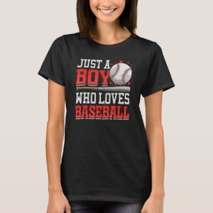 Camiseta Deporte Americano Sólo Un Niño Que Ama El Béisbol