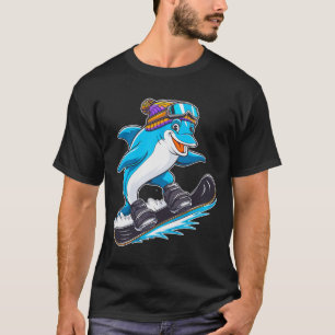 Camiseta Deporte de invierno divertido Dolphin Snowboard Ad