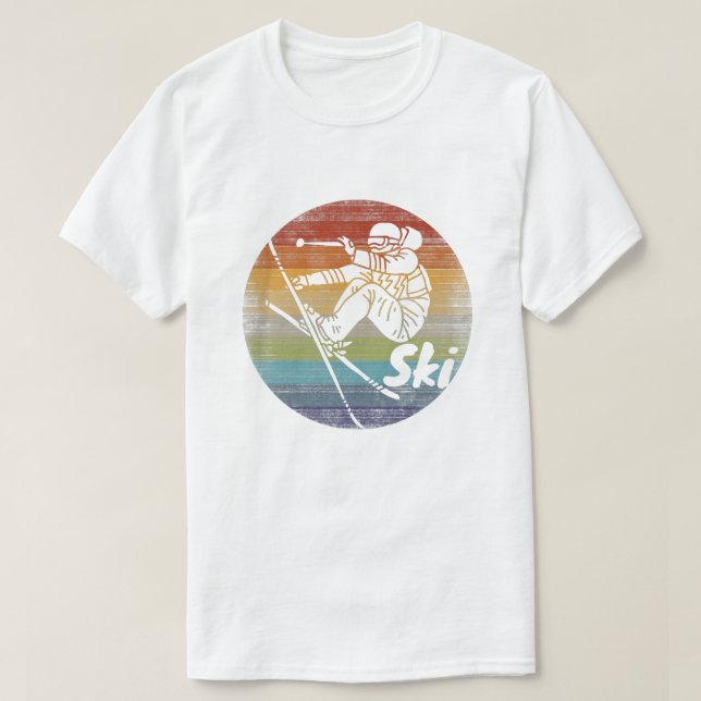 Camiseta deporte de invierno retro esquí (Diseño del anverso)