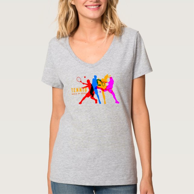 Camiseta Deporte de tenis | Cuello-V femenino (Anverso)