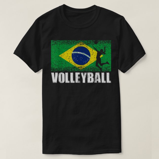 Camiseta Deporte de voleibol, bandera de Brasil, voleibol b (Diseño del anverso)