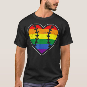 Camiseta Deporte del corazón del béisbol LGBTQ Bandera del 