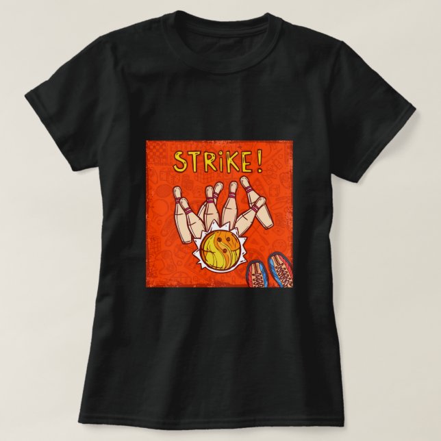Camiseta Deporte divertido de bolos de 10 pines (Diseño del anverso)