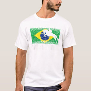 Camiseta Deporte ecuestre Retro Brasil Bandera Caballo Bras