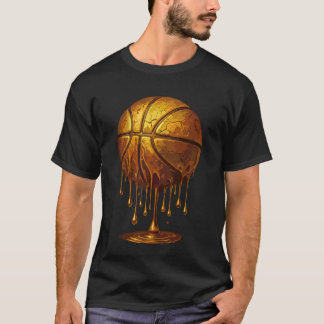 Camiseta Deporte Estético Genial Baloncesto Goteo Dorado Di