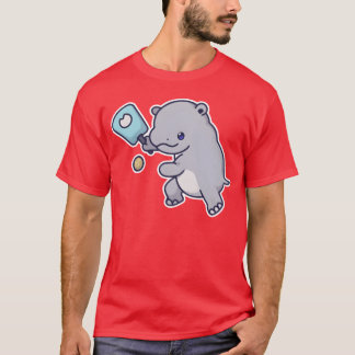 Camiseta Deporte Kawaii Pickleball Hipopótamo retro