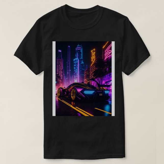 Camiseta Deporte neón oscuro en la ciudad neón japonesa (Diseño del anverso)