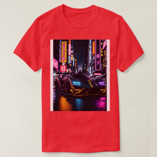 Camiseta Deporte neón oscuro en la ciudad neón japonesa 3 (Diseño del anverso)