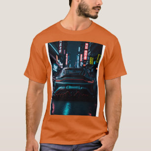 Camiseta Deporte Verde azulado oscuro en la ciudad neón jap