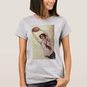 Camiseta Deportes Antiguos, Jugadora de Baloncesto con Pelo