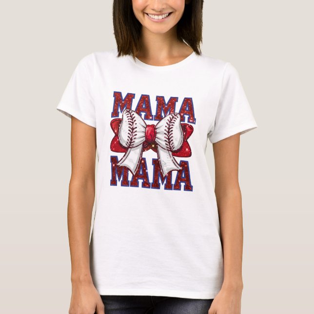 Camiseta Deportes de béisbol, arte verbal de mamá (Anverso)