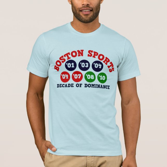 Camiseta Deportes de Boston - década de dominación (Anverso)