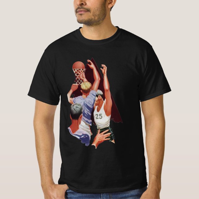 Camiseta Deportes de época, jugadores de baloncesto en un j (Anverso)