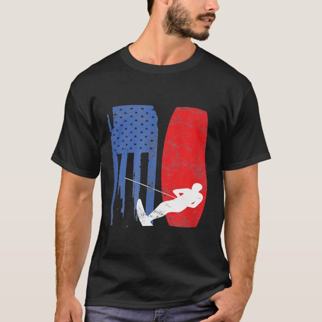 Camiseta Deportes de esquiador con bandera estadounidense d (Anverso)