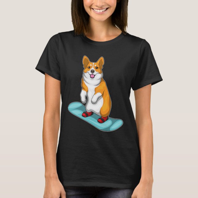 Camiseta Deportes de invierno Corgi Snowboard (Anverso)