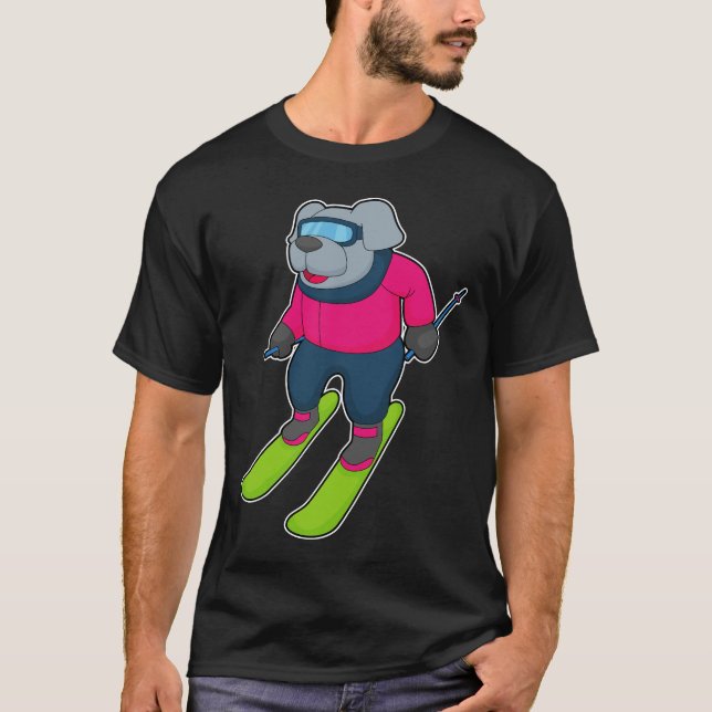 Camiseta Deportes de invierno de esquí de perro (Anverso)