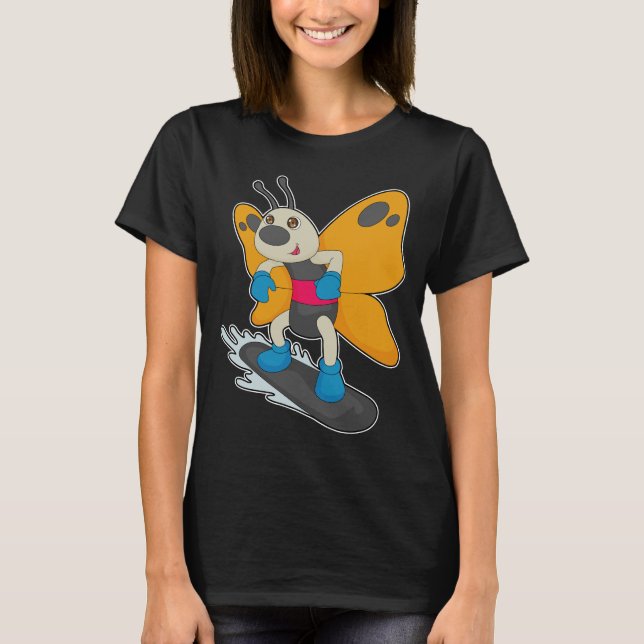 Camiseta Deportes de invierno de la snowboard de mariposa (Anverso)