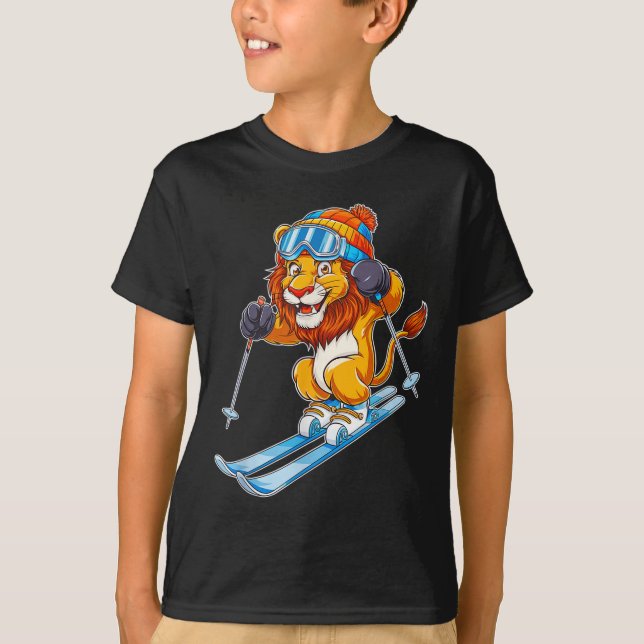 Camiseta Deportes de invierno de León de Esquí Adorable (Anverso)