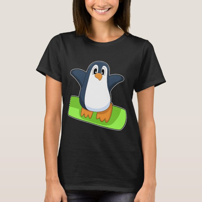 Camiseta Deportes de invierno de Penguin Snowboard (Anverso)
