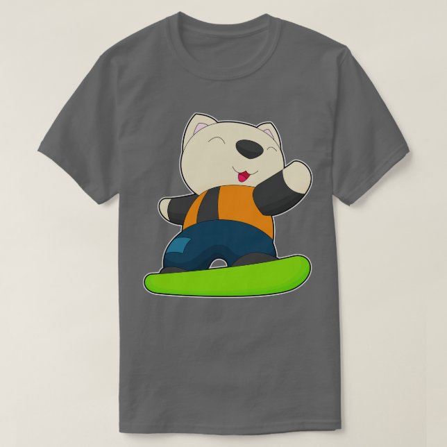 Camiseta Deportes de invierno de snowboard de gato (Diseño del anverso)