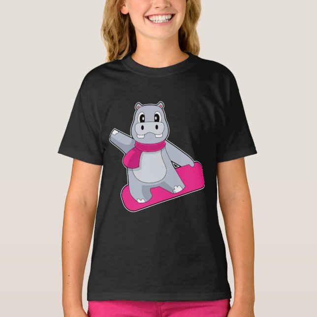 Camiseta Deportes de invierno Hippo Snowboard (Anverso)