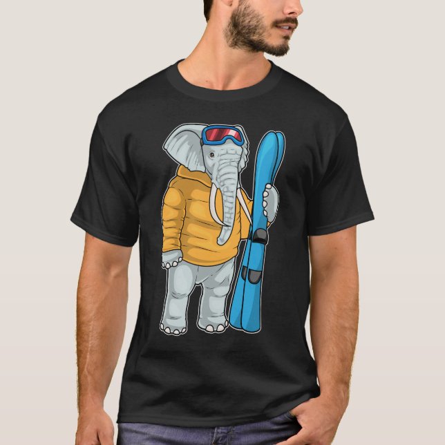 Camiseta Deportes de invierno para esquiar elefante (Anverso)