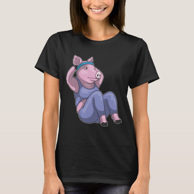 Camiseta Deportes de las sentadas de fitness de los cerdos (Anverso)