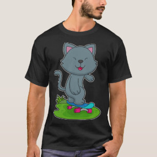 Camiseta Deportes de monopatín de skater de gato