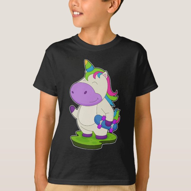 Camiseta Deportes en patineta de Unicorn (Anverso)
